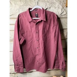 Dickies Men Relaxed Fit Grid Button Down Shirt Burgundy WL525RWK 2XL Long Sleeve